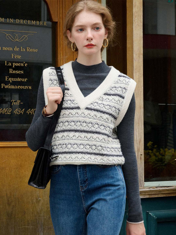 Ivy V-Neck Ribbed Sweater Vest