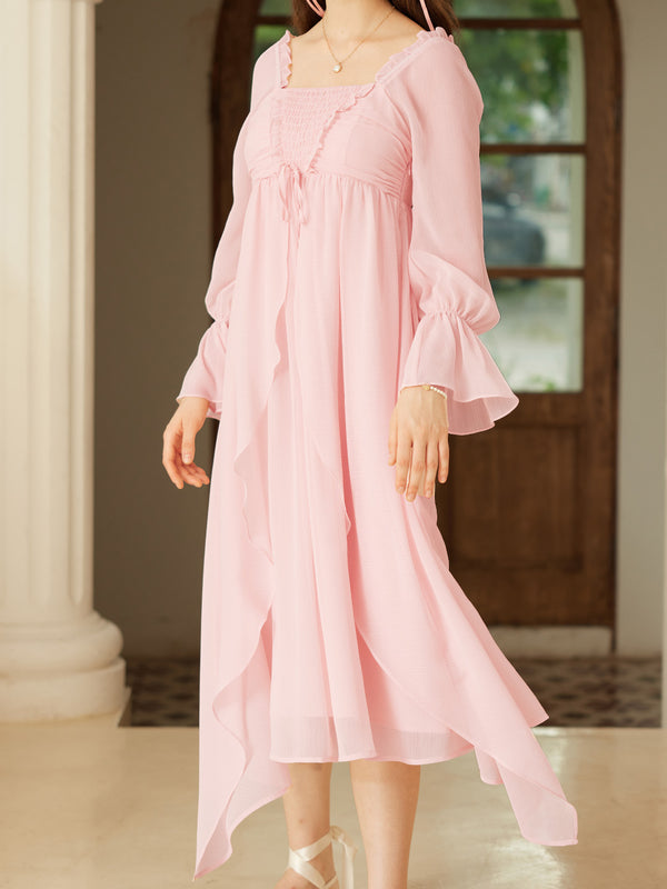 【Flash Sale】Lakelyn Romantic Sweet Square Neck Pink Dress