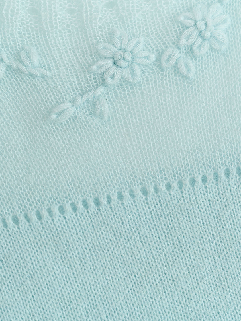 Ellianna Round Neck Lace Embroidery Knitwear