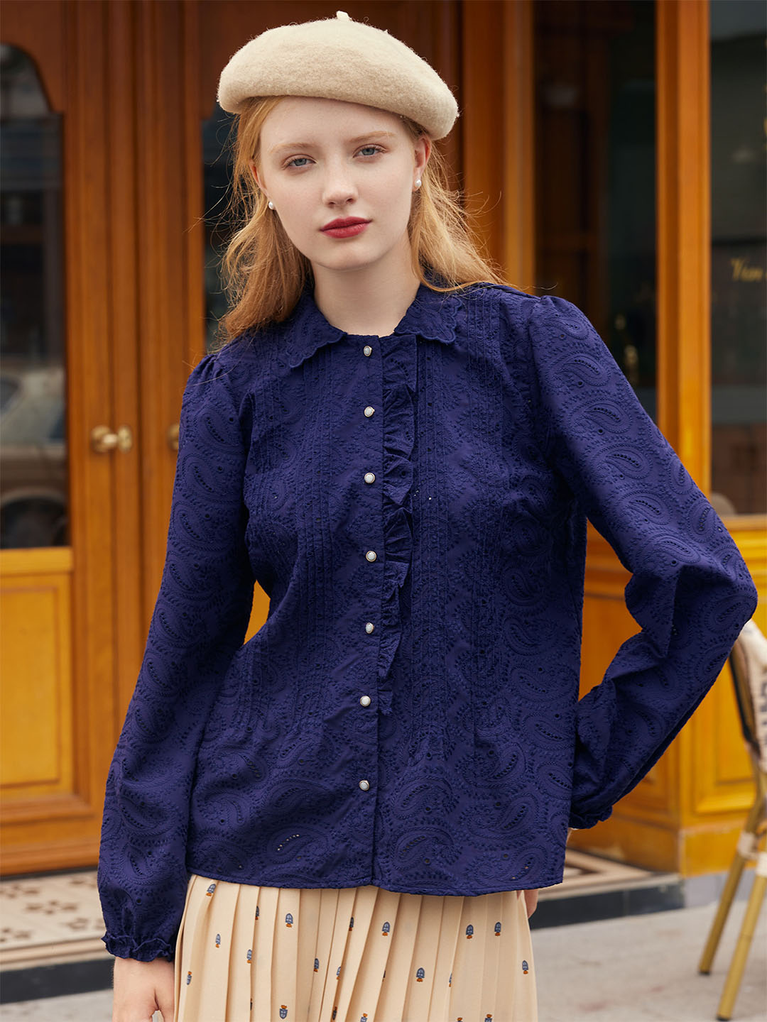 【Flash Sale】Tobey Navy Blue Blouse