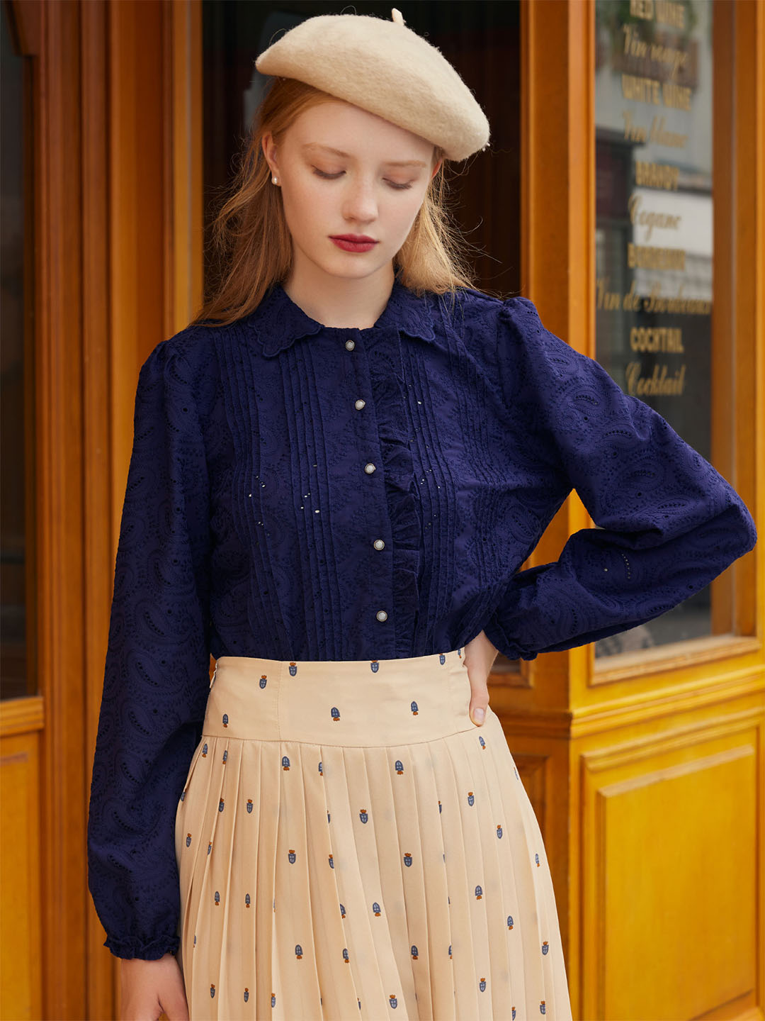 【Flash Sale】Tobey Navy Blue Blouse
