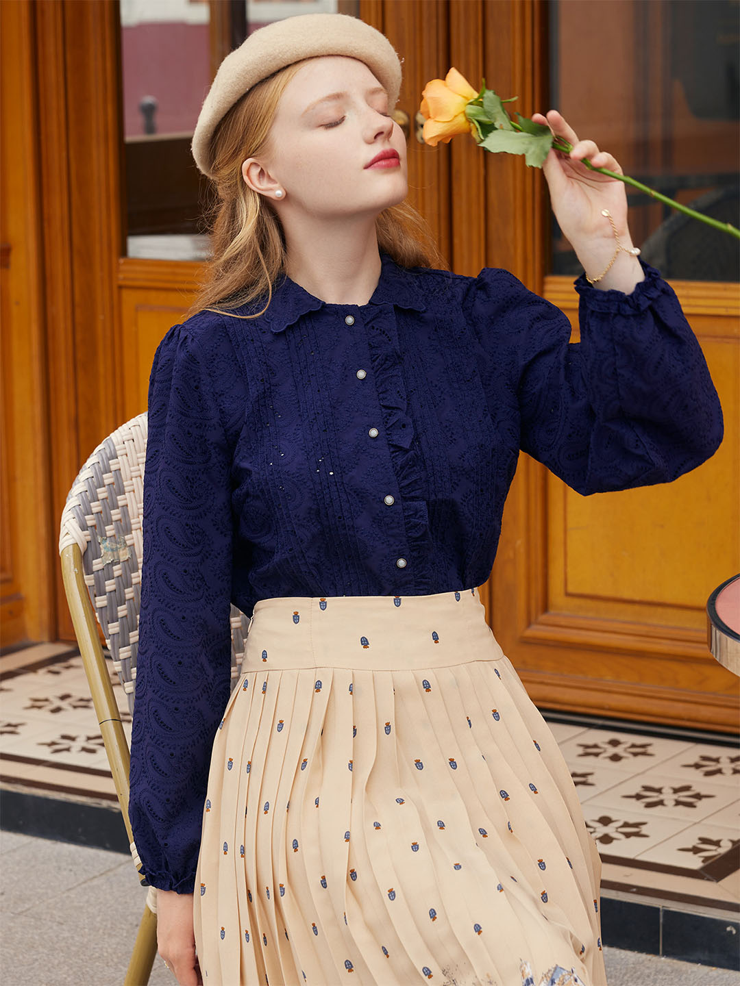 【Flash Sale】Tobey Navy Blue Blouse