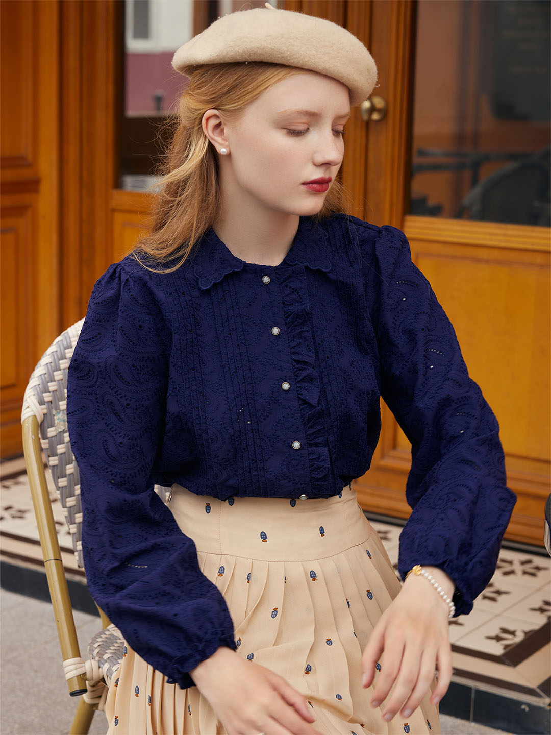 【Flash Sale】Tobey Navy Blue Blouse