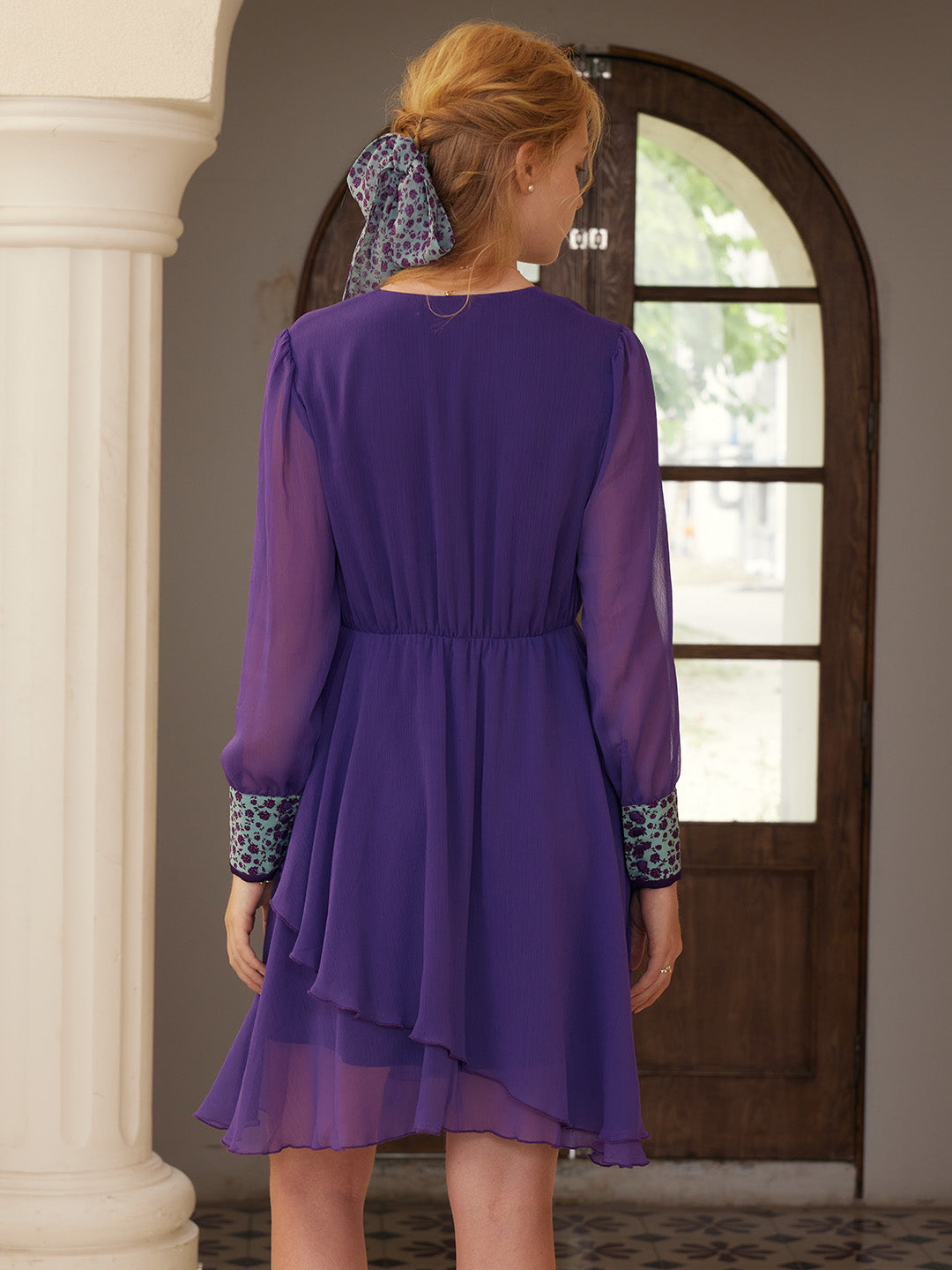 【Final Sale】Georgia V-neck Contrasting Irregular Dress
