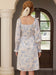 Short-Sleeve Square Neck Contrast Stitching Open Back Midi A-Line Dress main image 0