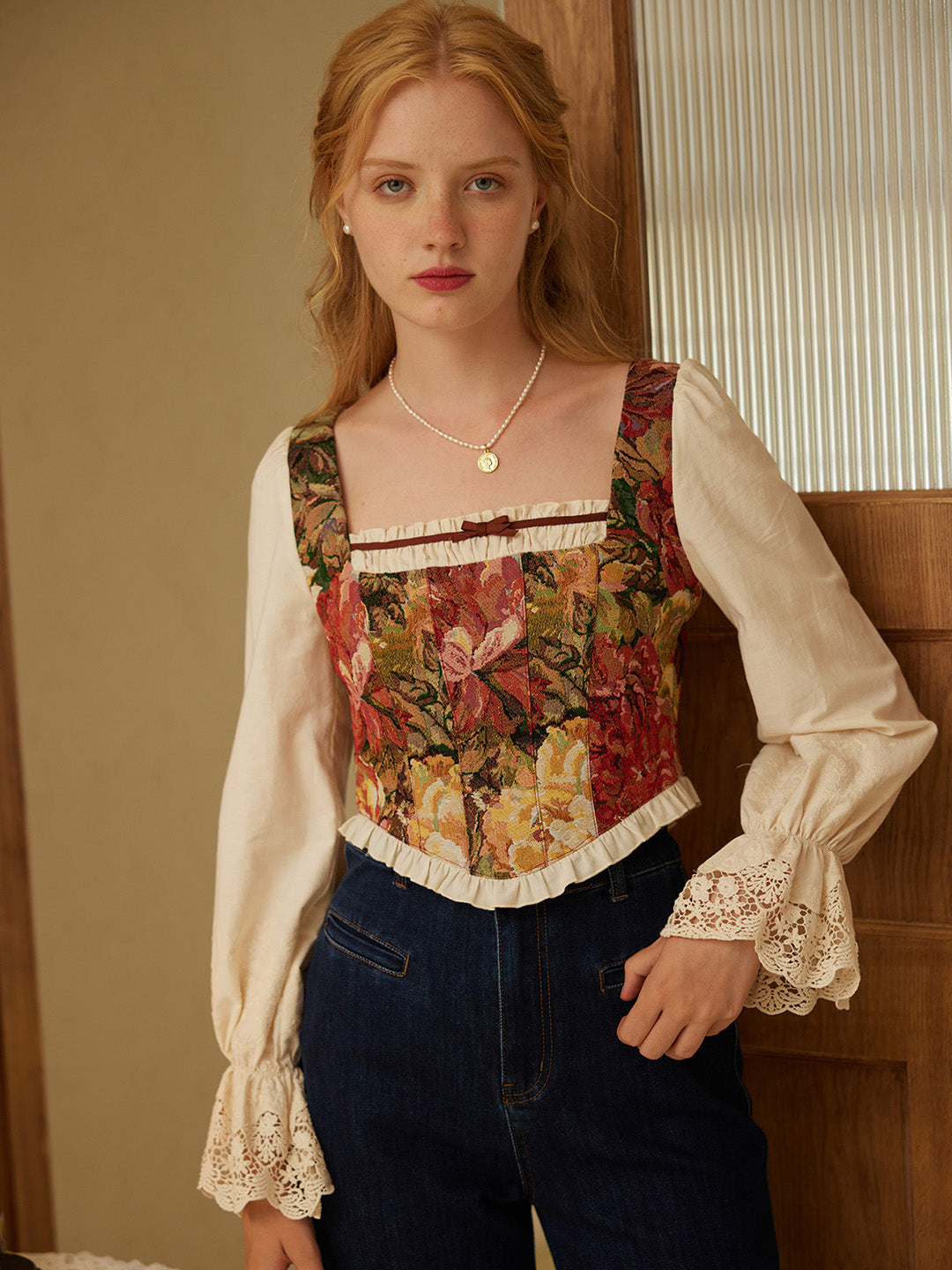 【Final Sale】Janice Square Neck Patchwork Top