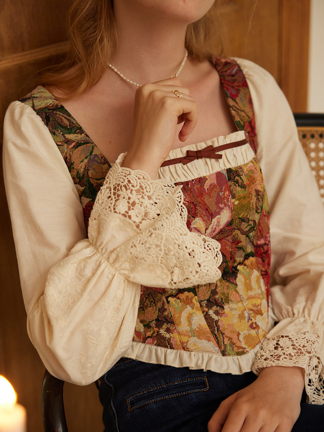 【Final Sale】Janice Square Neck Patchwork Top