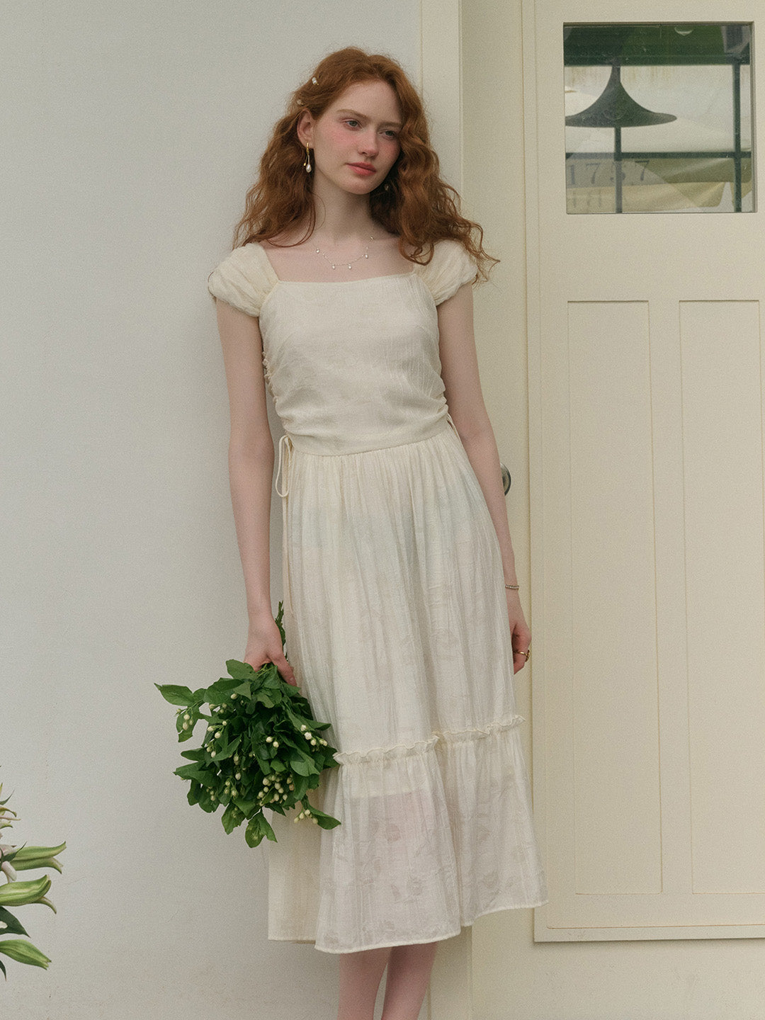 【Final Sale】Grace Square Neck Waist Viscose Dress