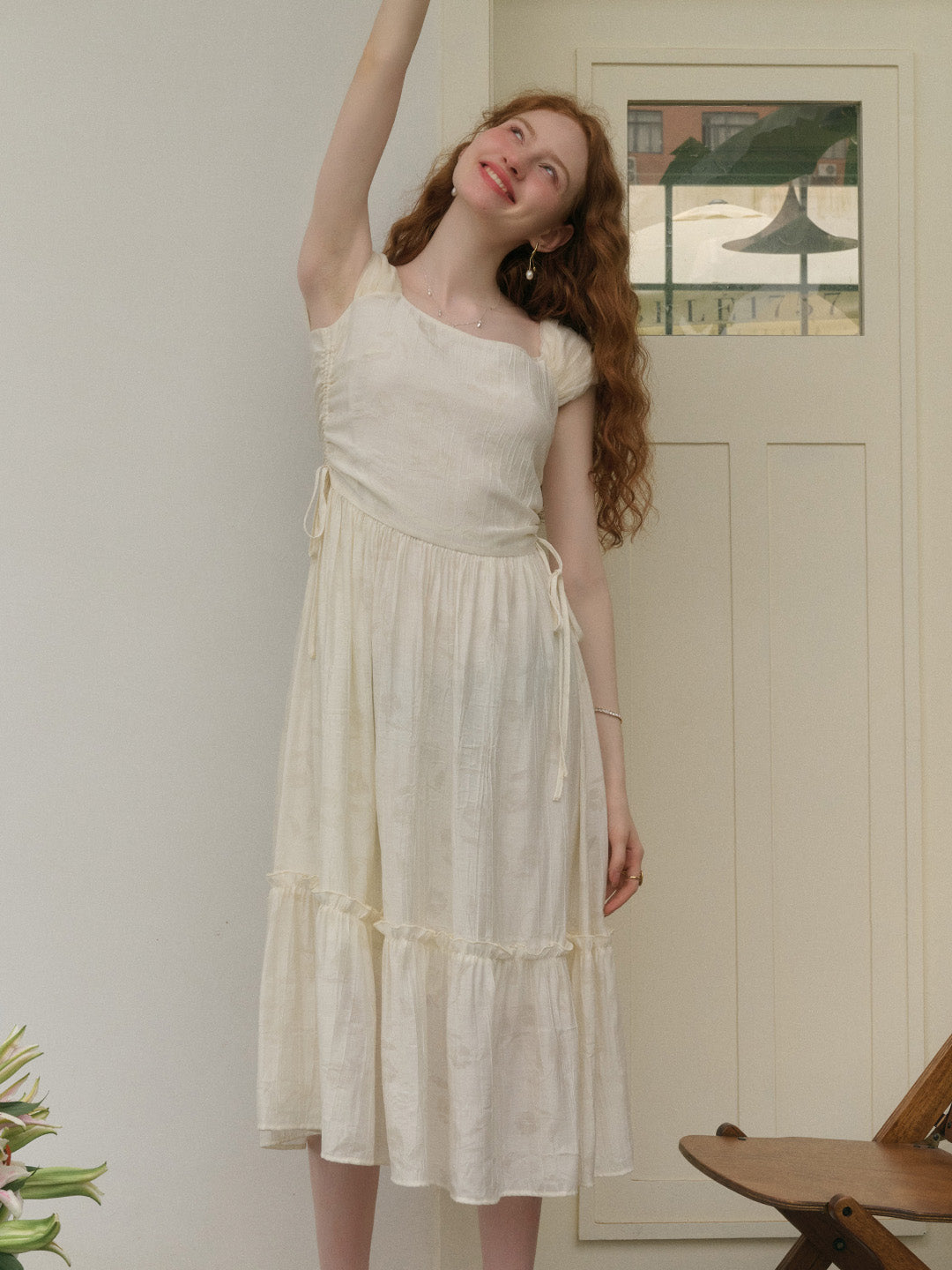 【Final Sale】Grace Square Neck Waist Viscose Dress