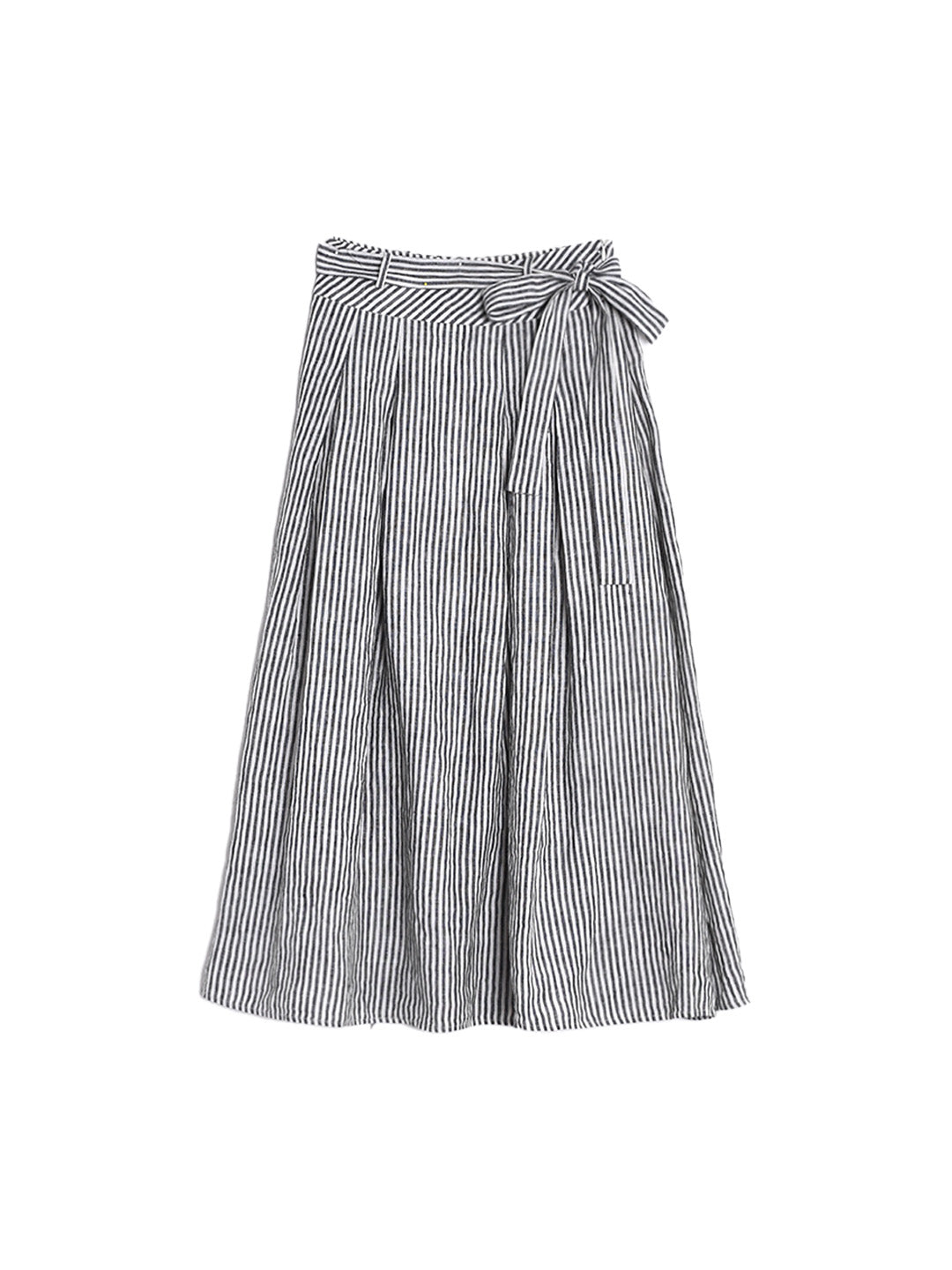Ava Stripe Pleated 100% Flax Skirt