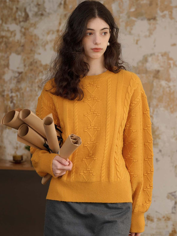 【Holiday Sale】Leah Solid Cable Knit Drop Shoulder Sweater