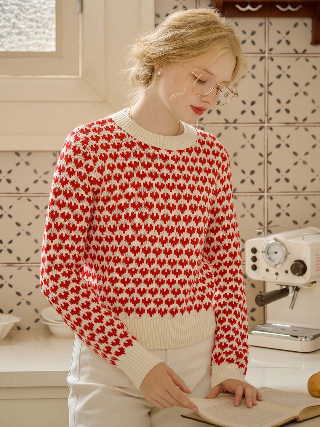 Serenity Contrast Round Neck Sweetheart Sweater