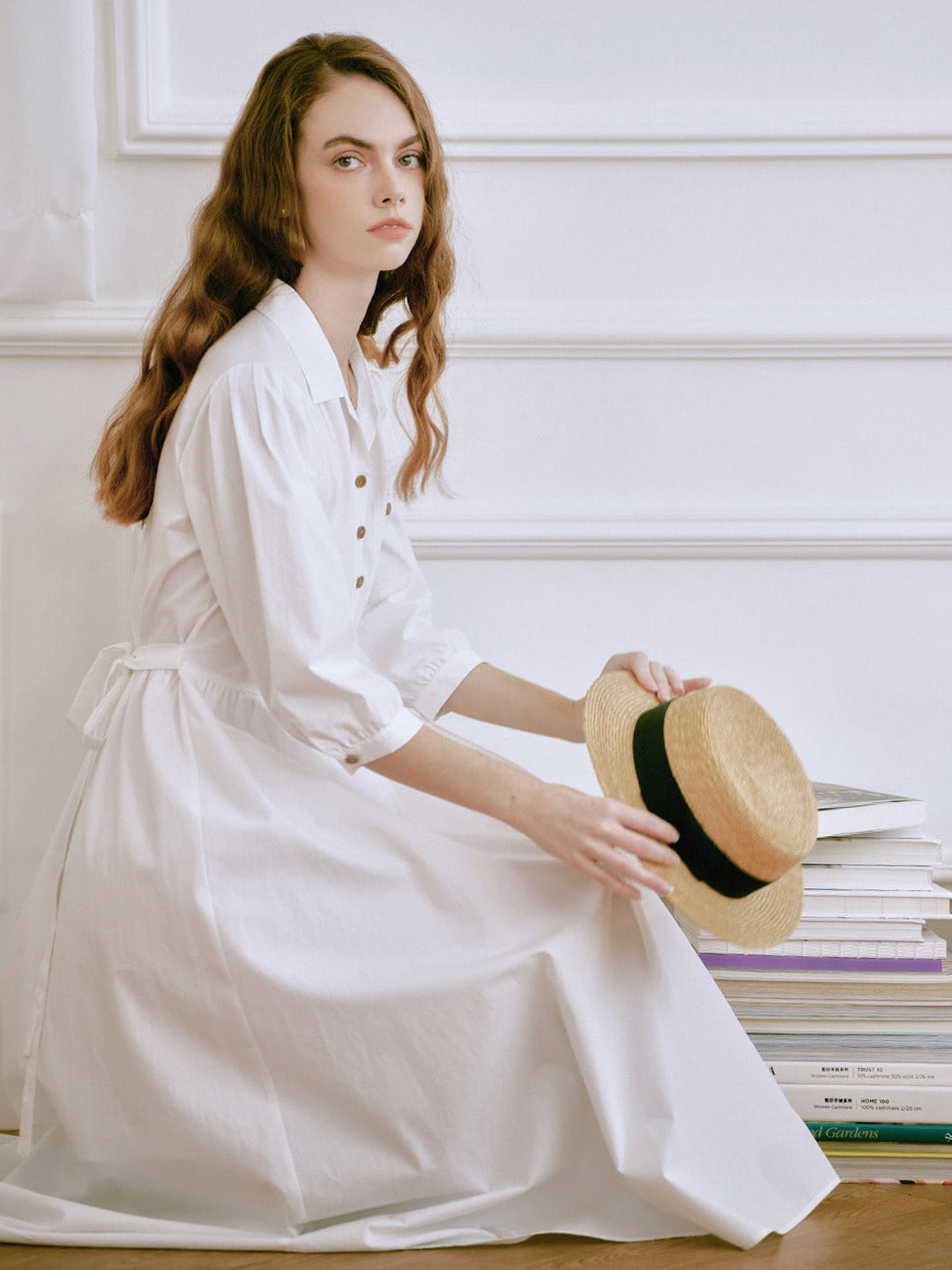 【Final Sale】Celeste Lapel Button-on 100% Cotton Dress