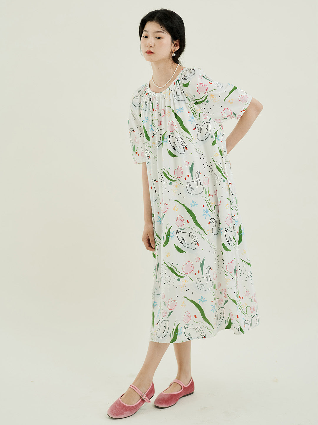 Chowxiaodou Stylish Flared Hem Tencel Dress