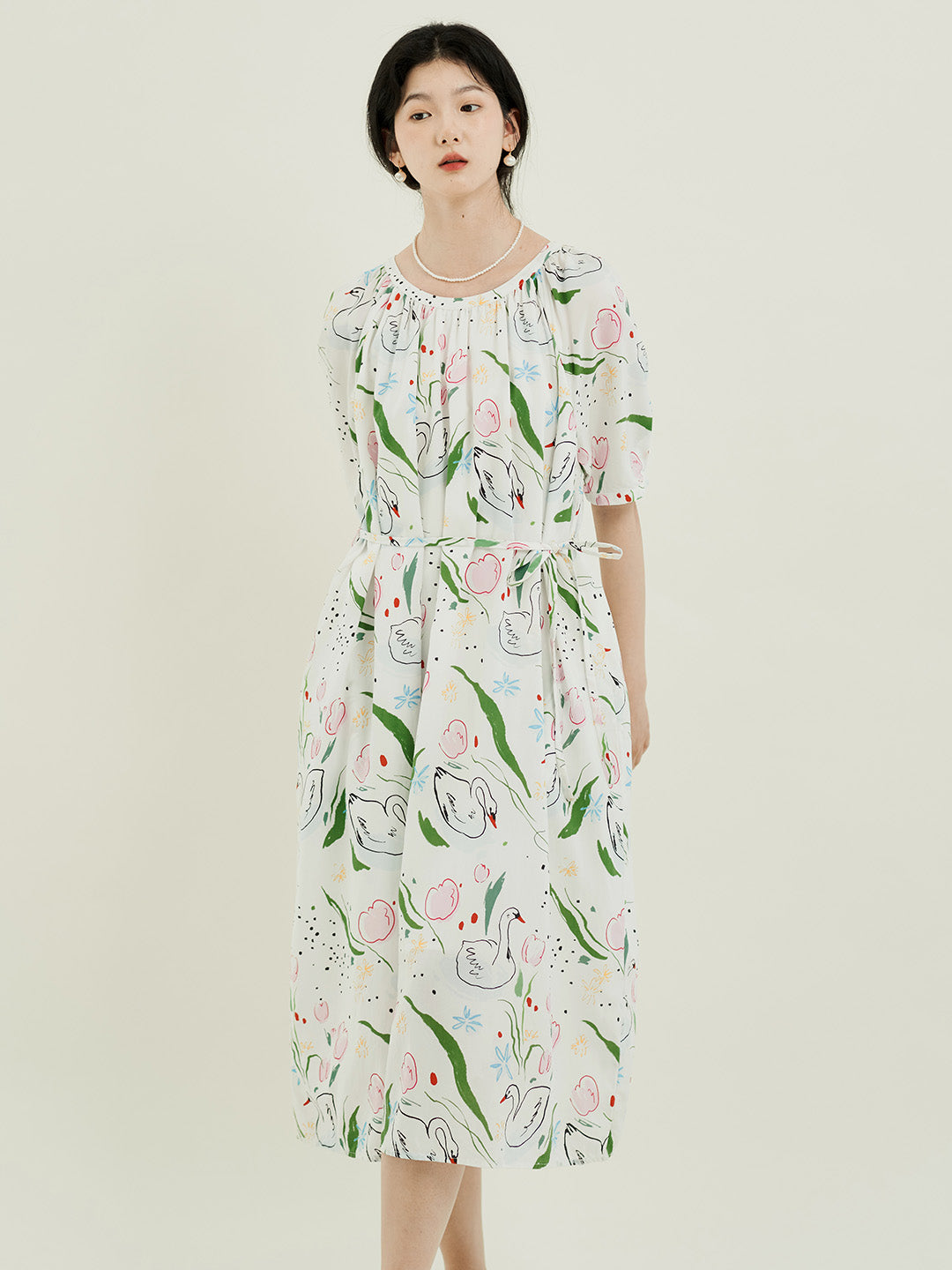 Chowxiaodou Stylish Flared Hem Tencel Dress
