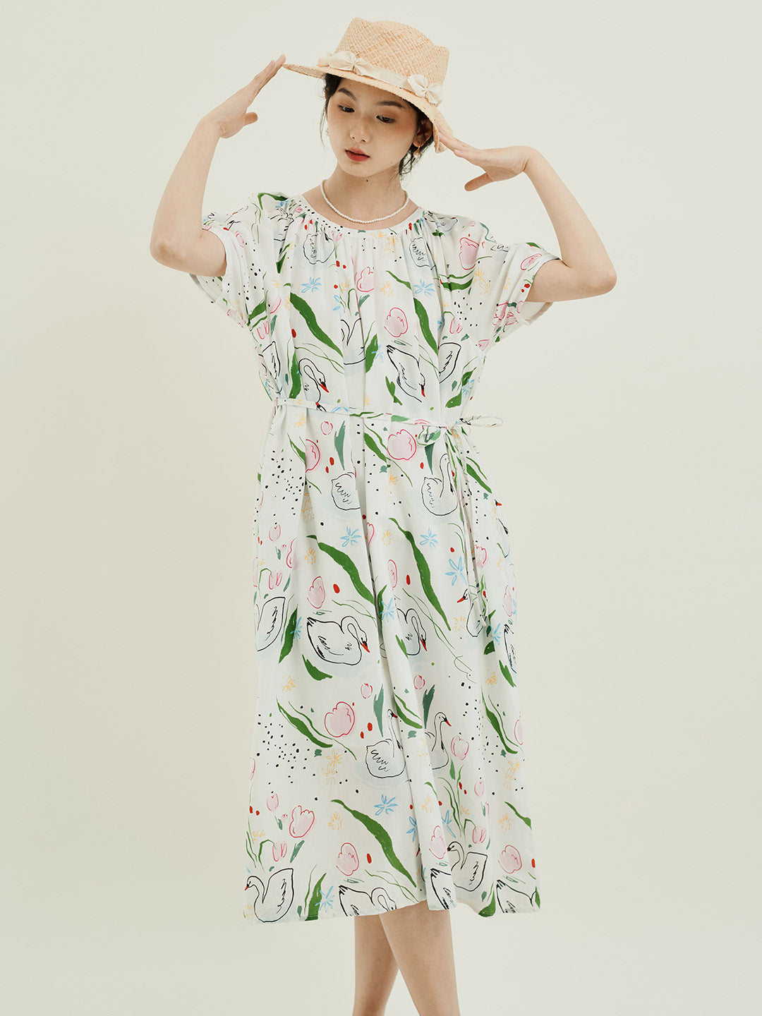 Chowxiaodou Stylish Flared Hem Tencel Dress