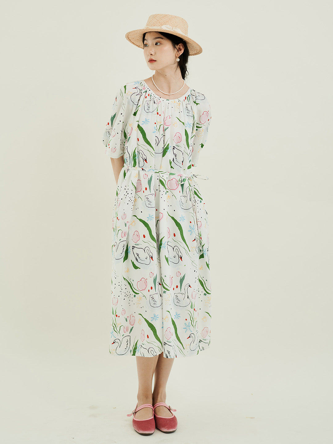 Chowxiaodou Stylish Flared Hem Tencel Dress