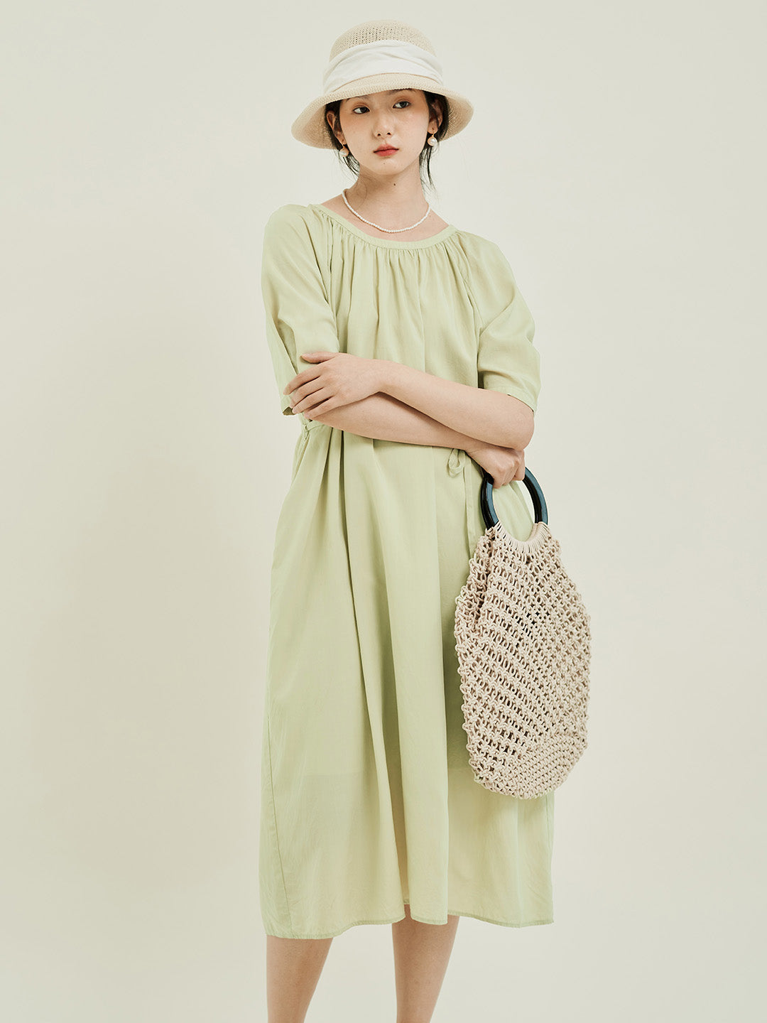 Chowxiaodou Stylish Flared Hem Tencel Dress