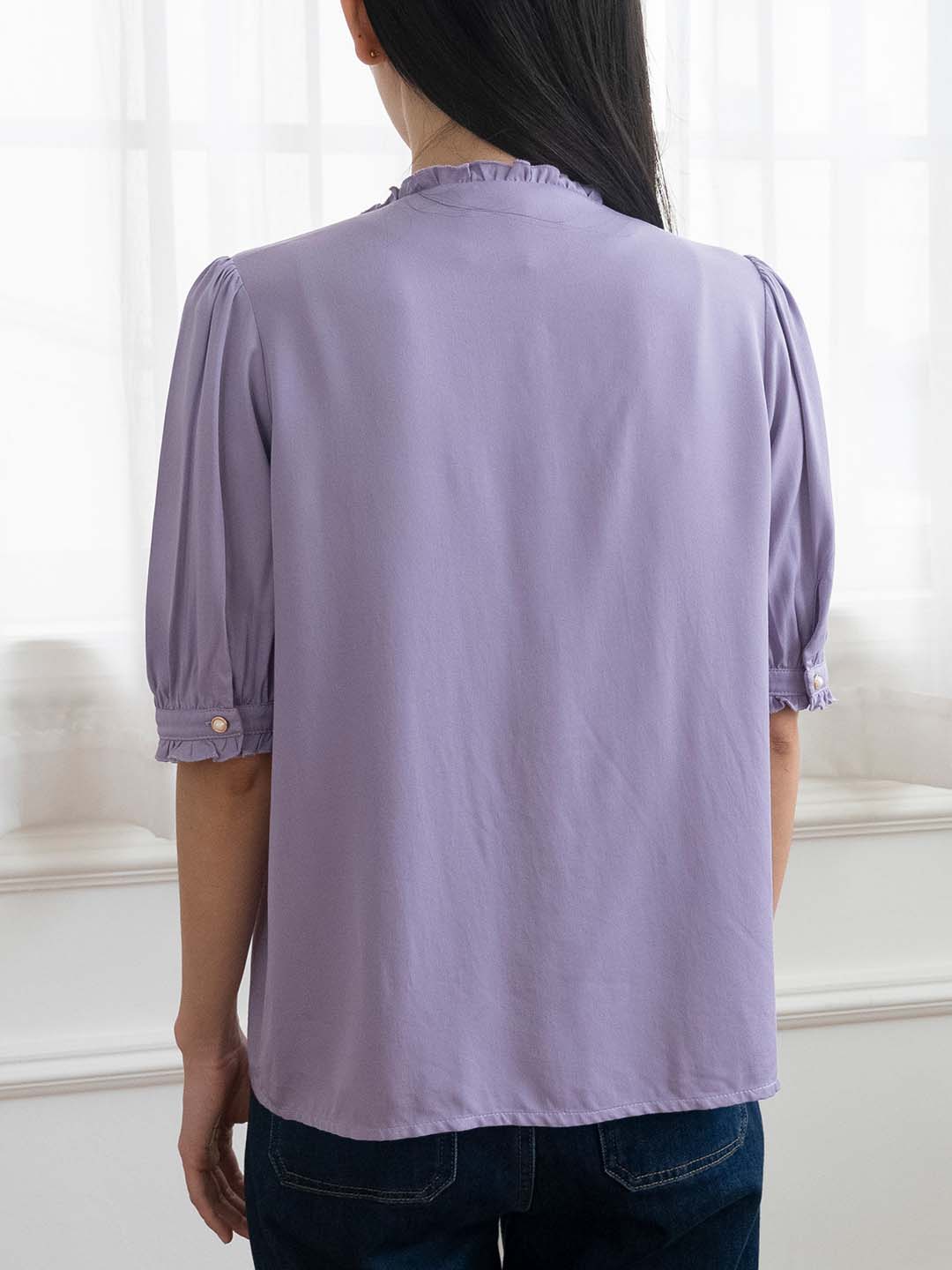 Erin Embroidered Collar Purple Blouse