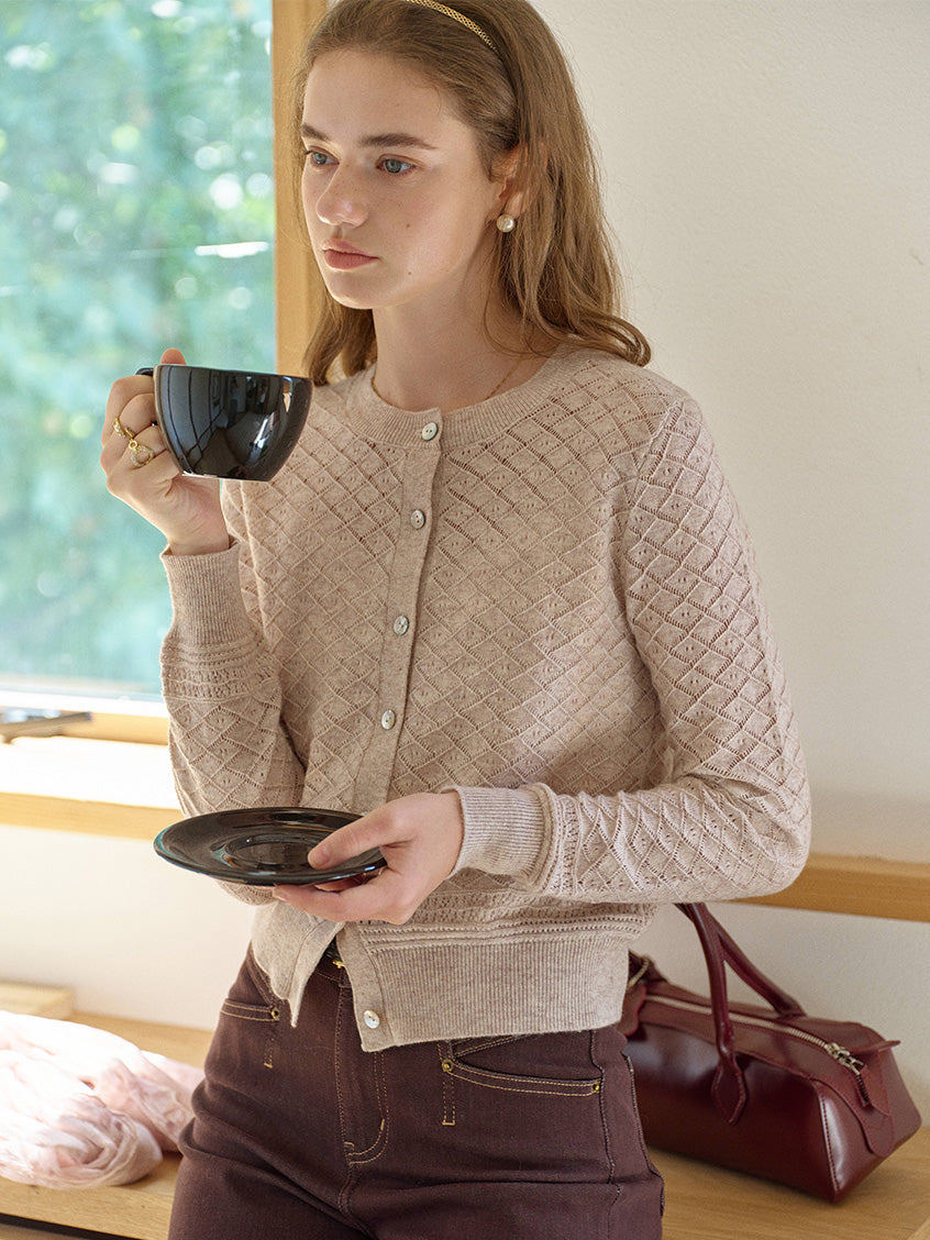 Neriah Round Neck Fitted Button-Up Cardigan
