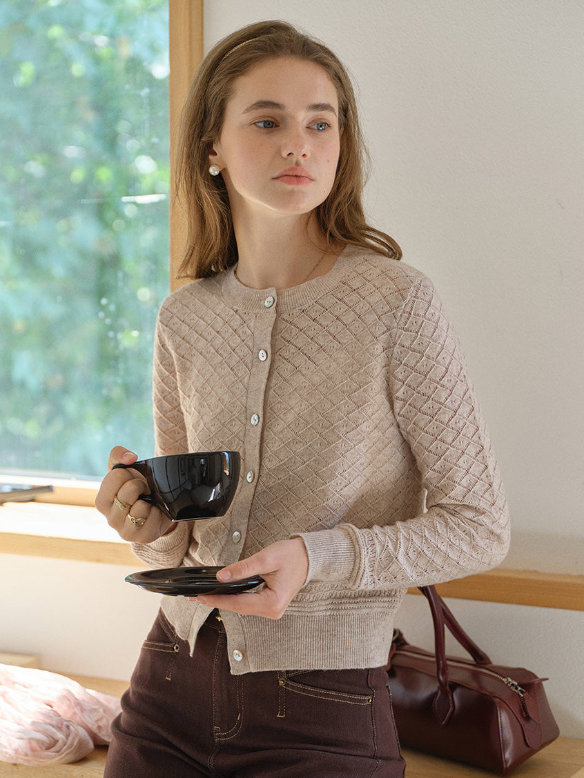 Neriah Round Neck Fitted Button-Up Cardigan