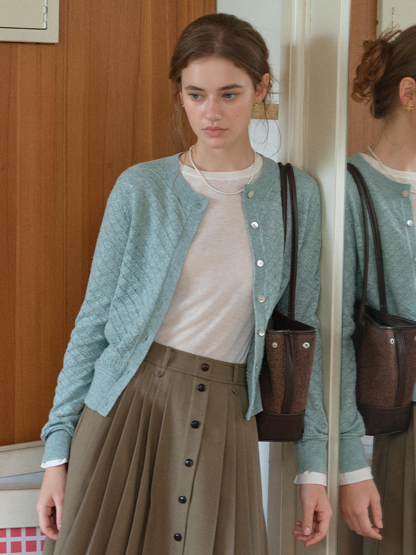 Neriah Round Neck Fitted Button-Up Cardigan