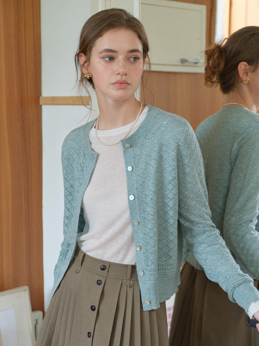 Neriah Round Neck Fitted Button-Up Cardigan