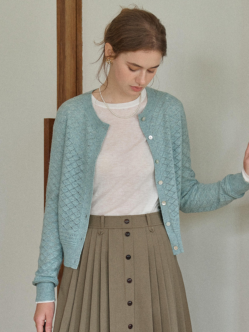 Neriah Round Neck Fitted Button-Up Cardigan