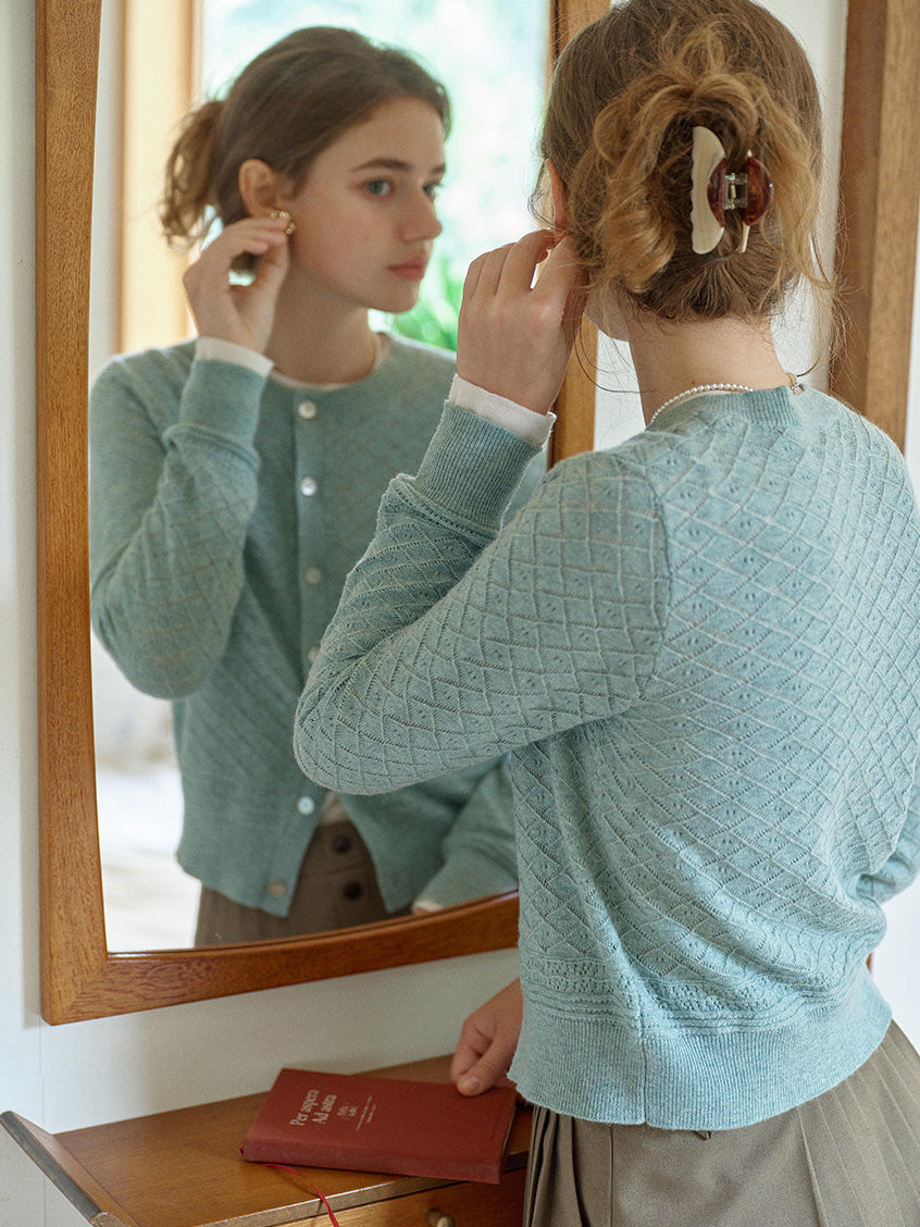 Neriah Round Neck Fitted Button-Up Cardigan