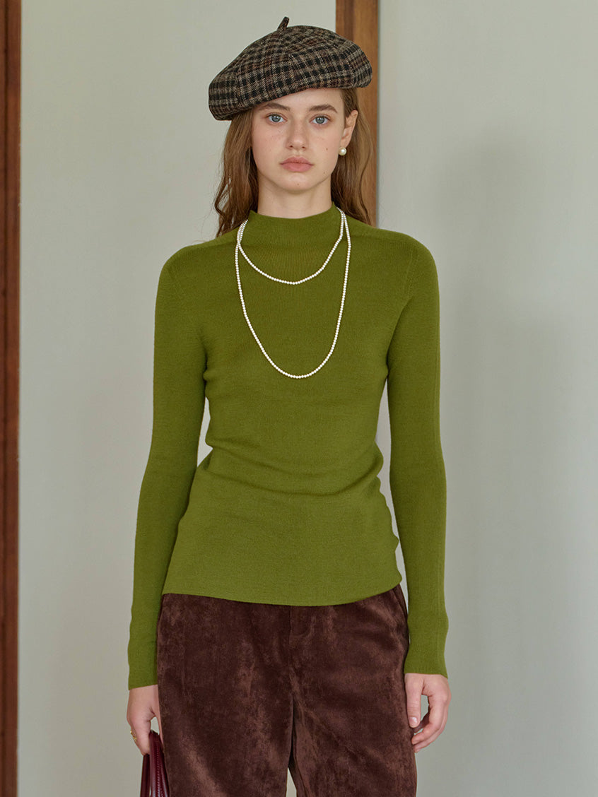 Allyson 100% Merino Mock Neck Knit Sweater