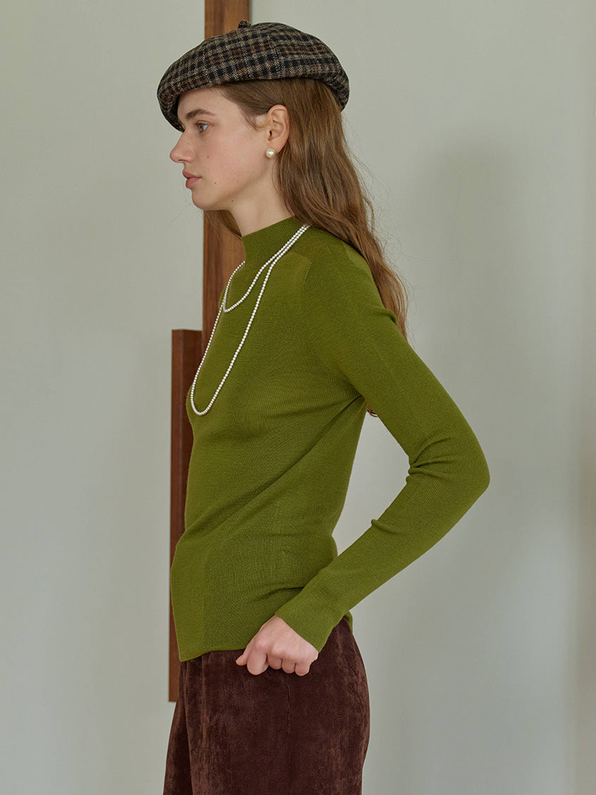 Allyson 100% Merino Mock Neck Knit Sweater