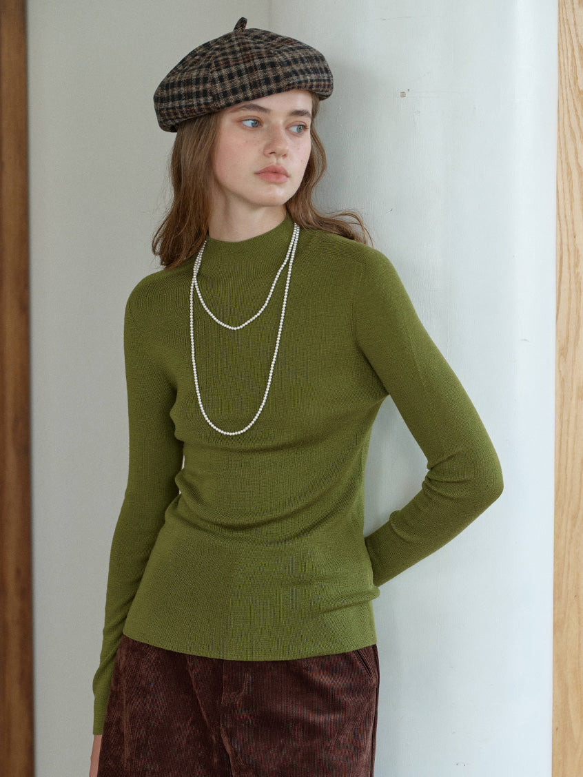 Allyson 100% Merino Mock Neck Knit Sweater
