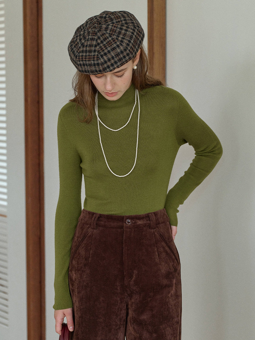 Allyson 100% Merino Mock Neck Knit Sweater