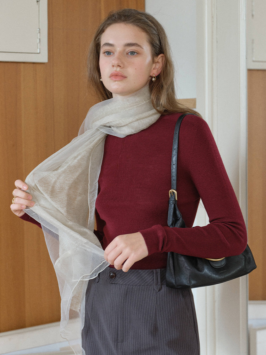 Allyson 100% Merino Mock Neck Knit Sweater