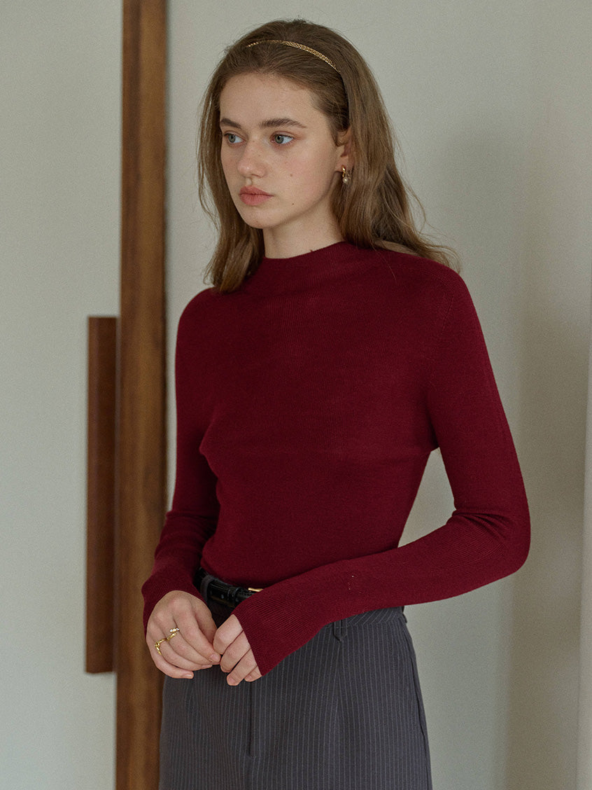 Allyson 100% Merino Mock Neck Knit Sweater