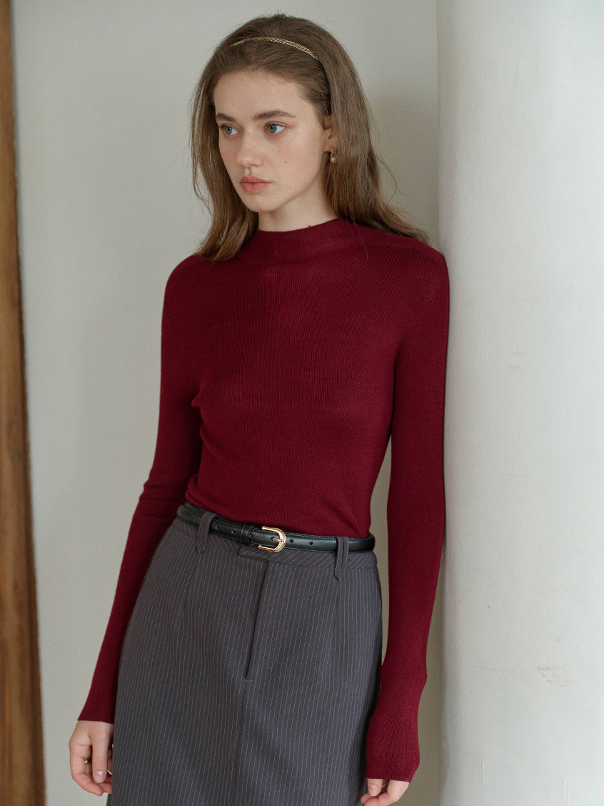 Allyson 100% Merino Mock Neck Knit Sweater