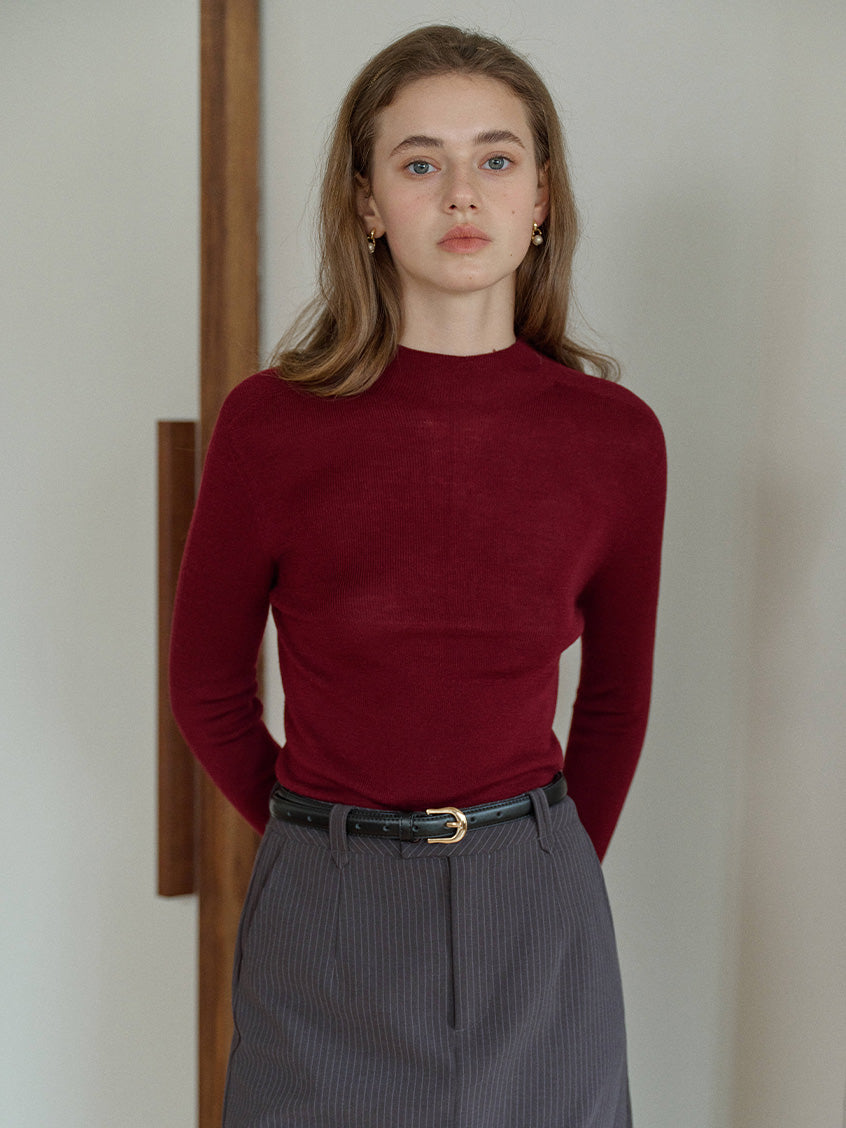 Allyson 100% Merino Mock Neck Knit Sweater