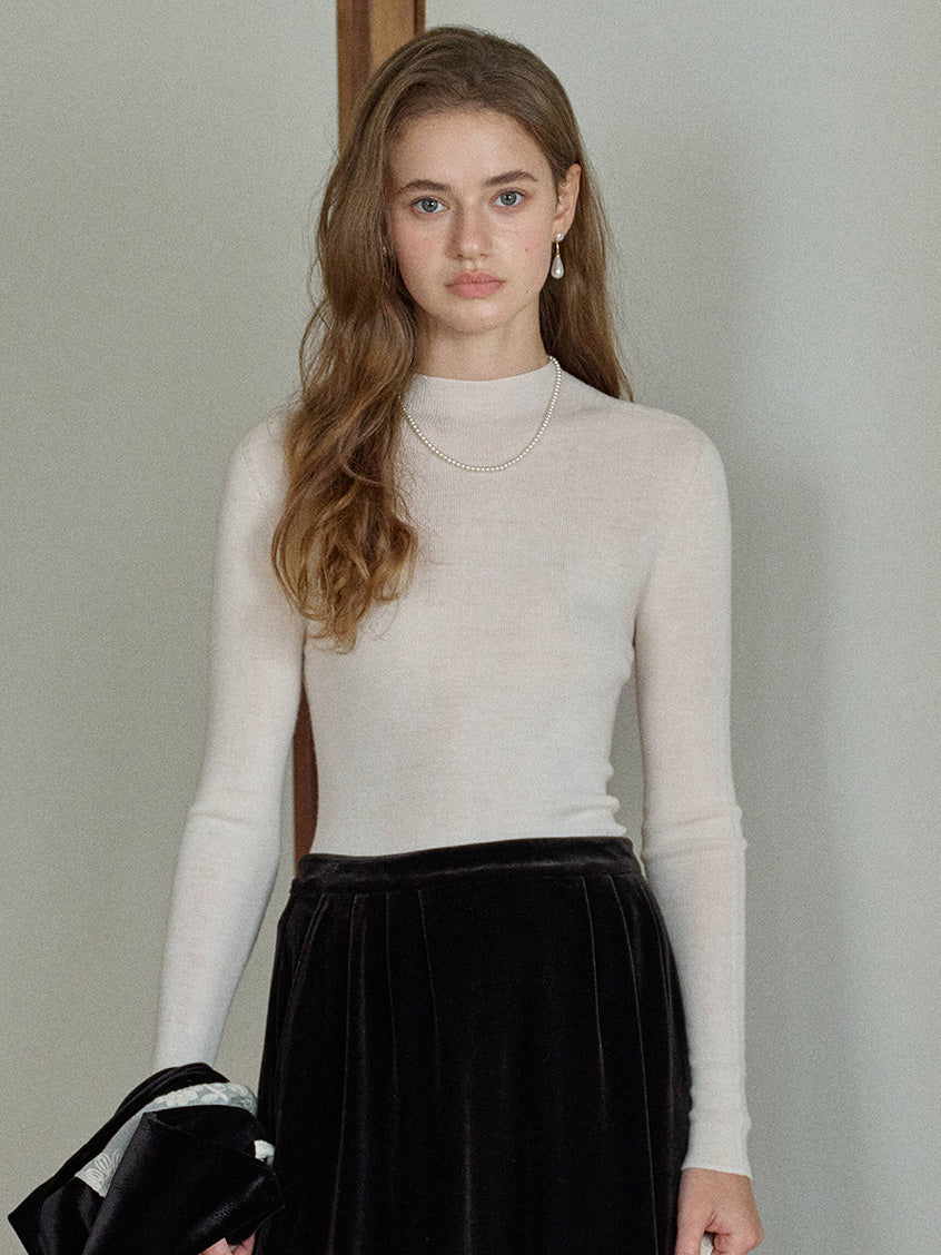 Allyson 100% Merino Mock Neck Knit Sweater