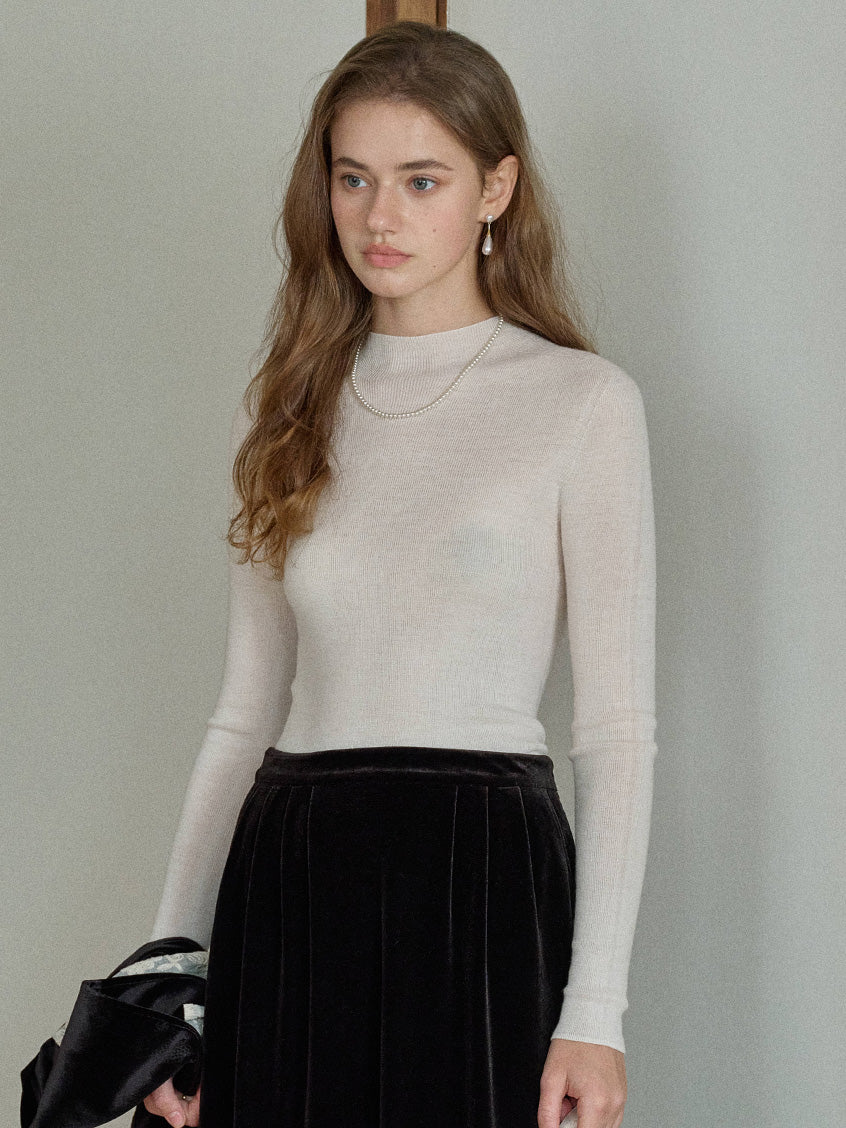 Allyson 100% Merino Mock Neck Knit Sweater