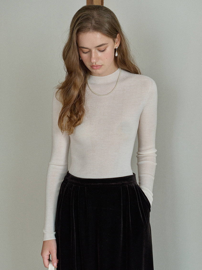 Allyson 100% Merino Mock Neck Knit Sweater