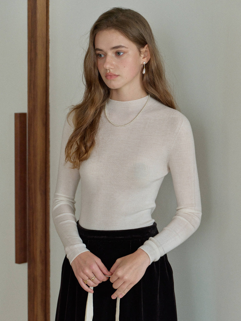 Allyson 100% Merino Mock Neck Knit Sweater
