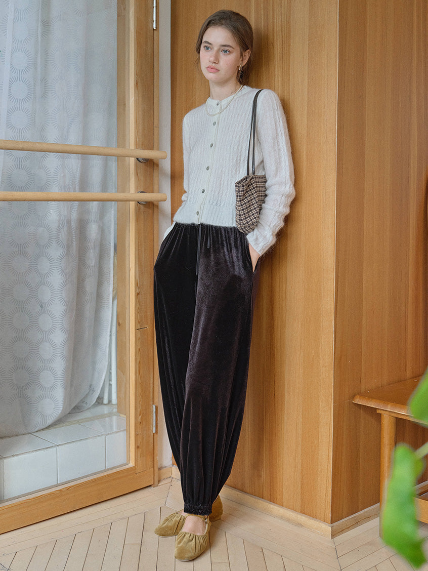 Leanna Loose Velvet Tapered All-Purpose Pants