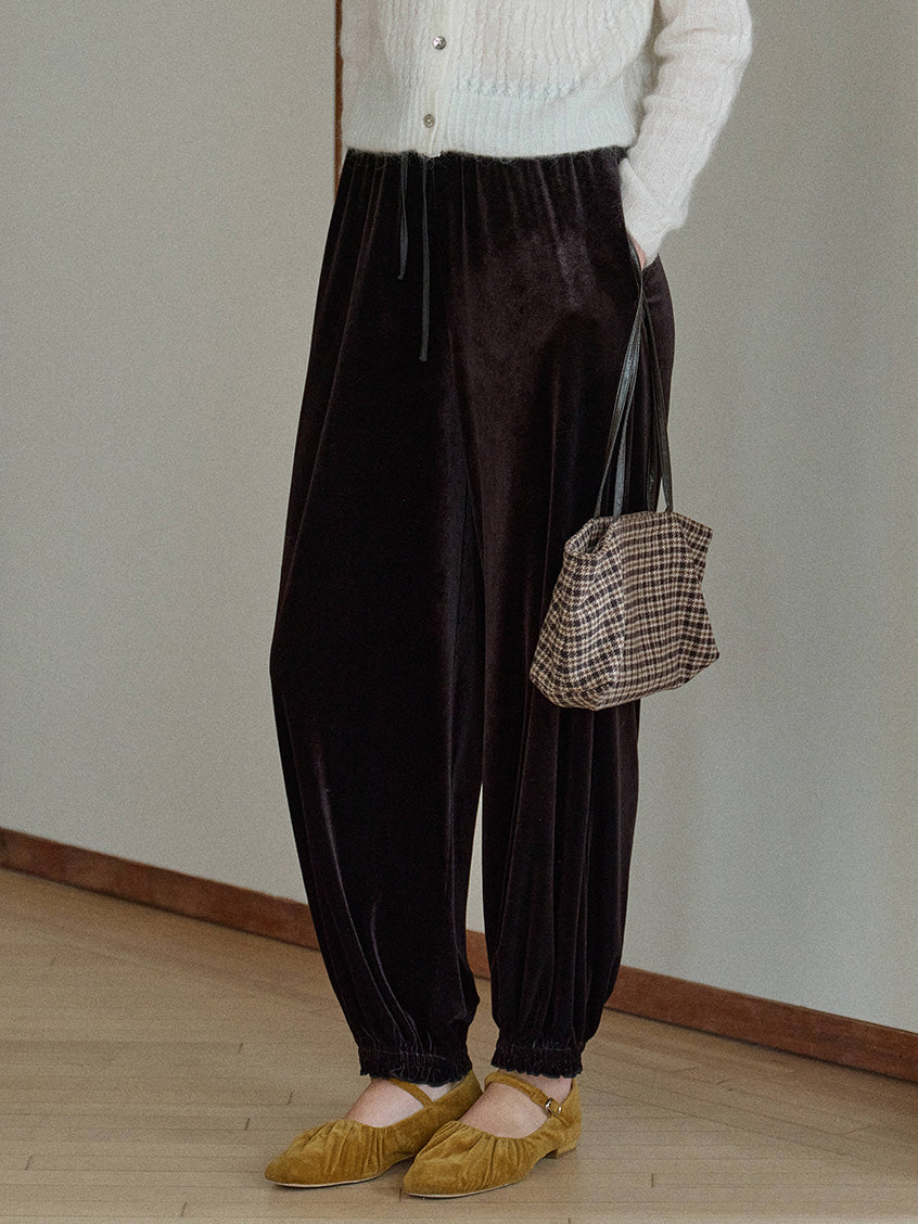 Leanna Loose Velvet Tapered All-Purpose Pants