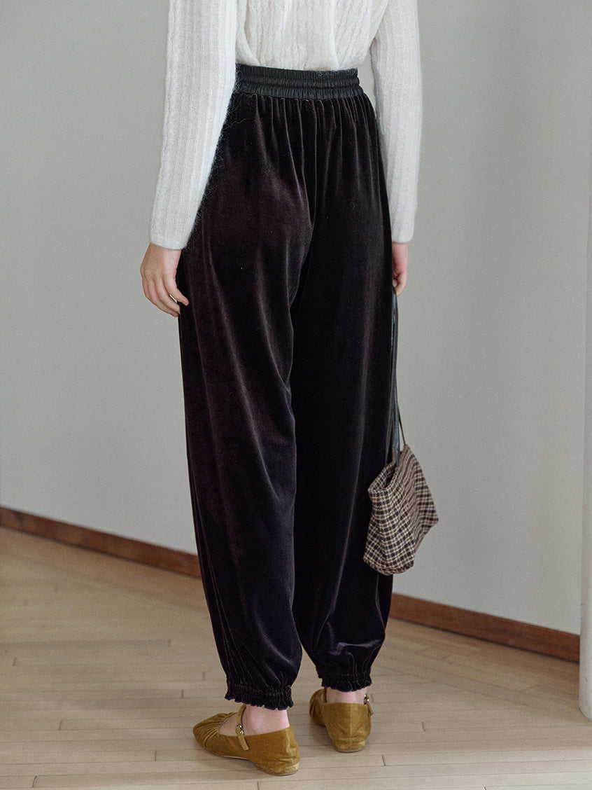 Leanna Loose Velvet Tapered All-Purpose Pants