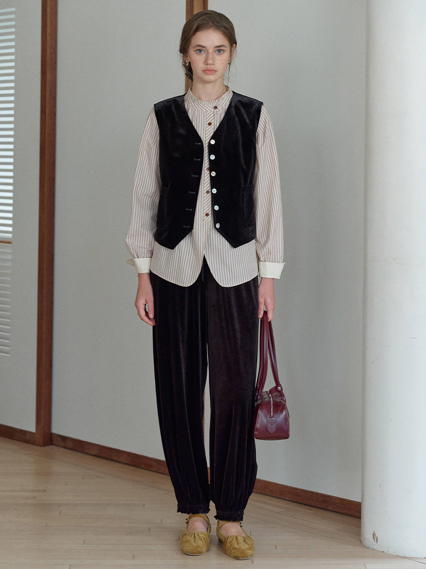 Leanna Loose Velvet Tapered All-Purpose Pants