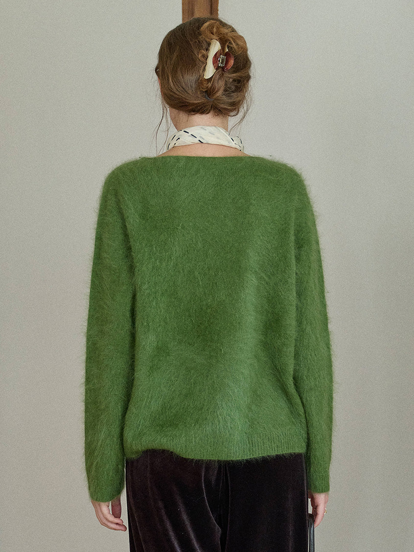 Tru Cloud-Soft Wool Round Neck Sweater Grass green