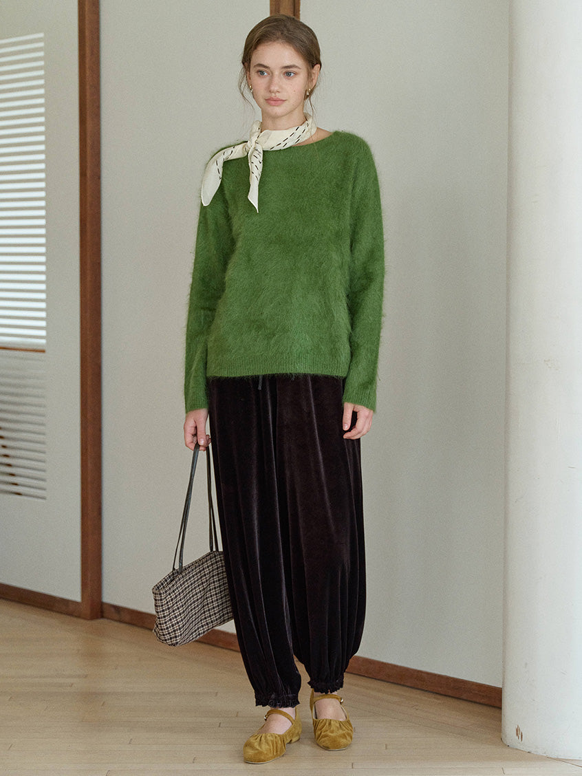 Tru Cloud-Soft Wool Round Neck Sweater Grass green