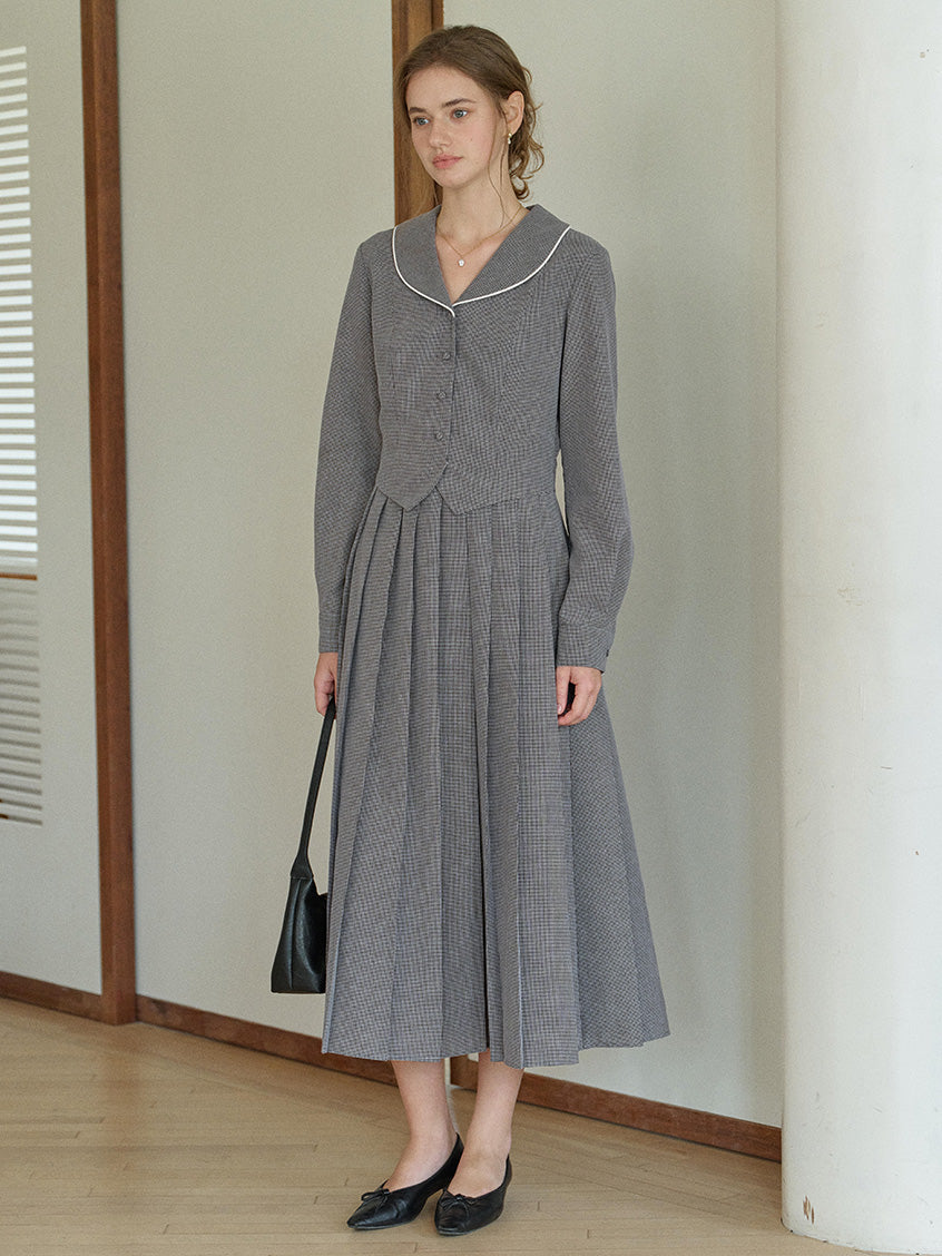 Esperanza Sailor Collar Plaid Dress