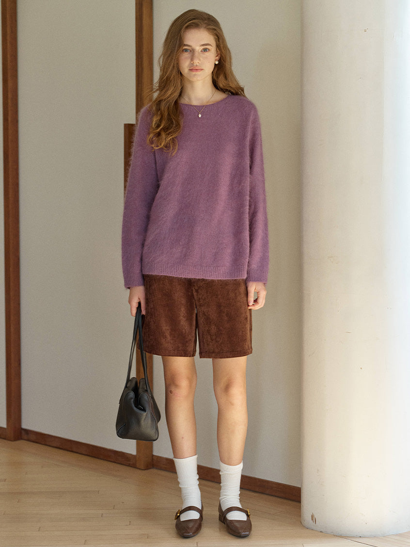 Tru Cloud-Soft Wool Round Neck Sweater Taro Purple