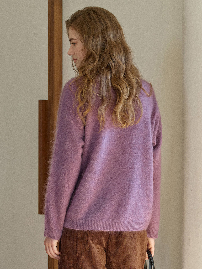 Tru Cloud-Soft Wool Round Neck Sweater Taro Purple
